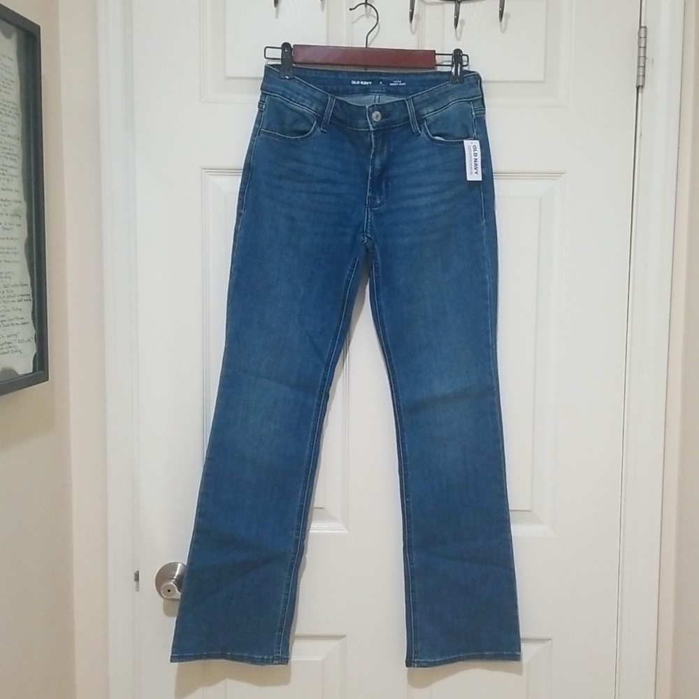 Mid rise boot cut jeans